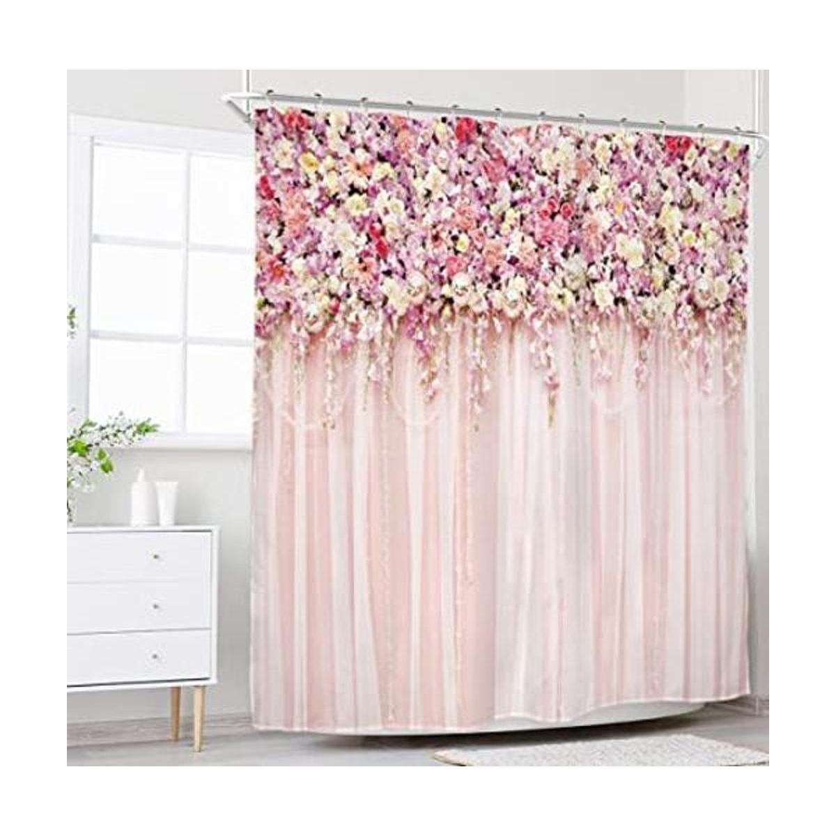 Riyidecor Cortina de ducha floral de novia para baño 72