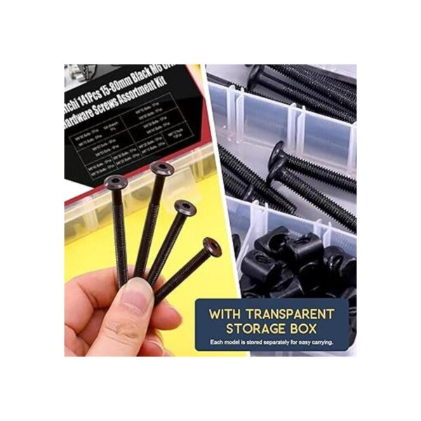 Hilitchi M6 Tornillos de cabeza hexagonal color negro