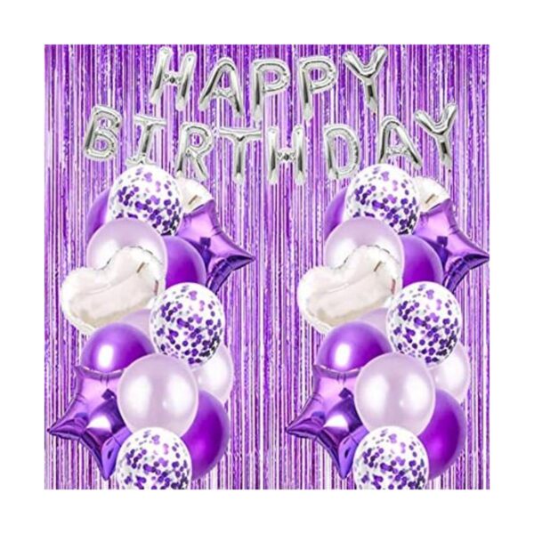 Kit de decoración de fiesta de cumpleaños púrpura paquete_1