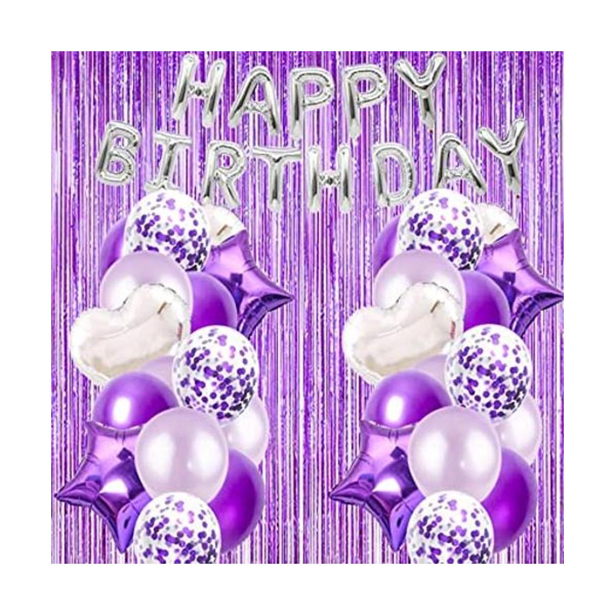 Kit de decoración de fiesta de cumpleaños púrpura paquete