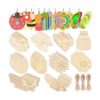 60 piezas de adornos de madera para manualidades diseño