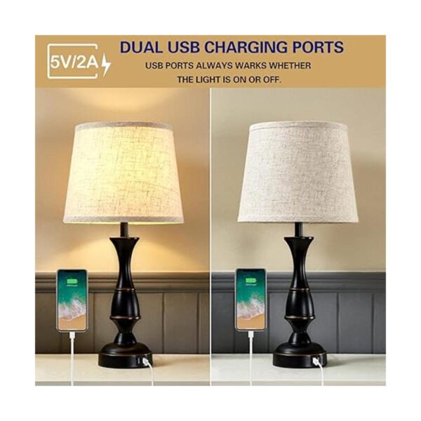 RAYINIGHT Table Lamps for Bedrooms Set of 2 Bedside Lamps_4