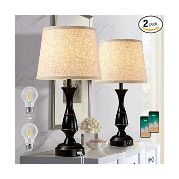 RAYINIGHT Table Lamps for Bedrooms Set of 2 Bedside Lamps_1