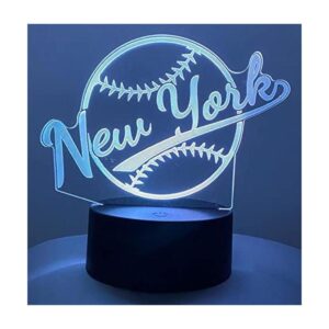 Luz nocturna de béisbol 3D de Nueva York lámpara de_1