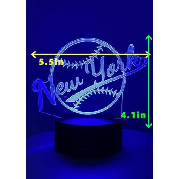Luz nocturna de béisbol 3D de Nueva York lámpara de_3