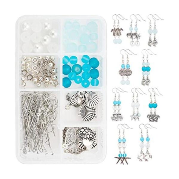 SUNNYCLUE 1 caja DIY 10 pares de aretes de turquesa con