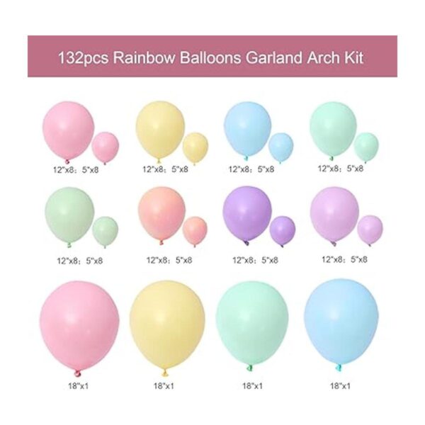Kit de arco de guirnalda de globos pastel 132 globos de