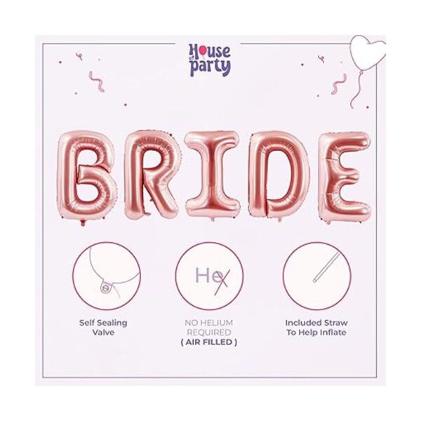 HOUSE OF PARTY Globos de novia de aluminio de oro rosa