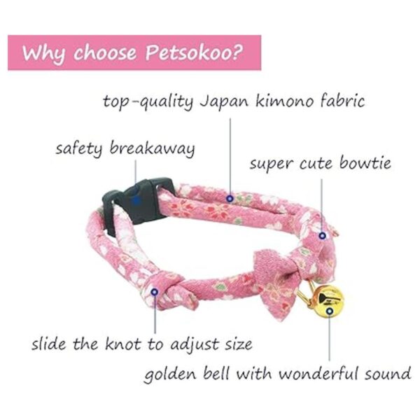 PetSoKoo Bowtie Chirimen Collar de gato con campana.