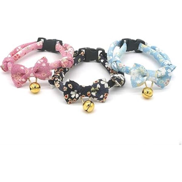 PetSoKoo Bowtie Chirimen Collar de gato con campana.