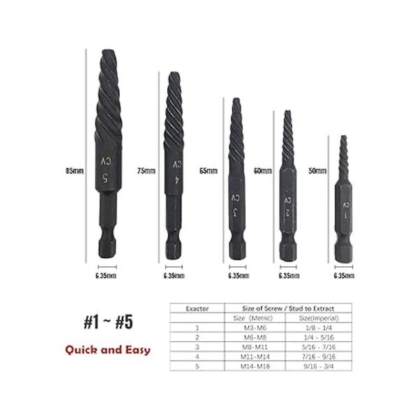 Juego de 6 extractores de tornillos dañados y pernos rotos_2