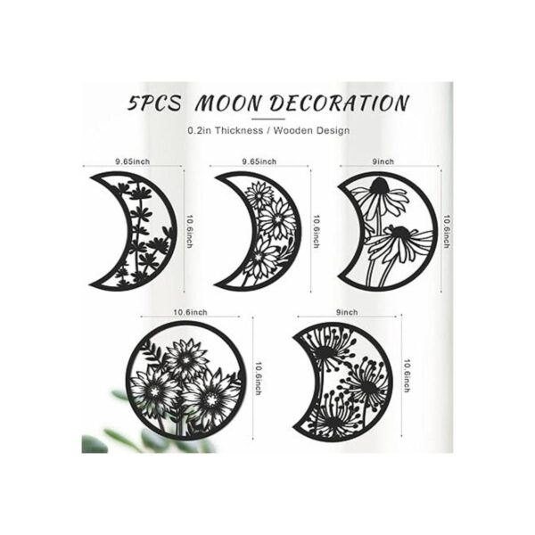 5 piezas de decoración de pared de fase lunar estilo