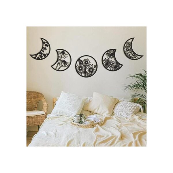 5 piezas de decoración de pared de fase lunar estilo