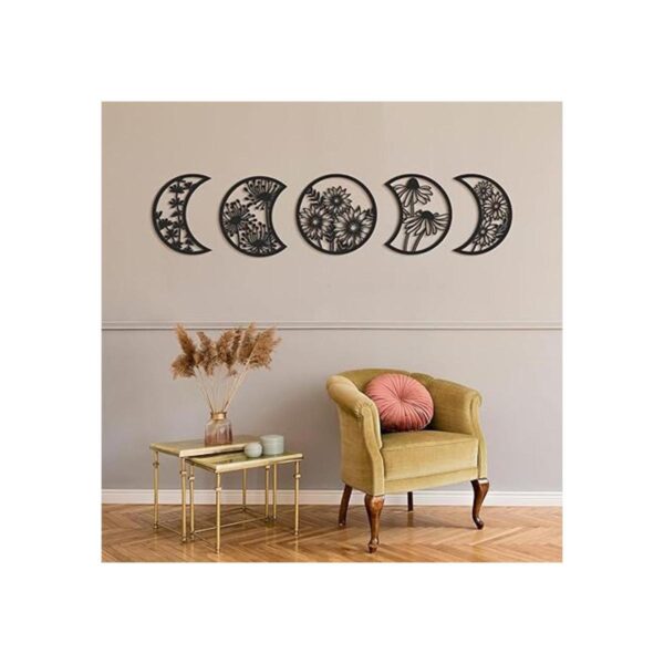 5 piezas de decoración de pared de fase lunar estilo