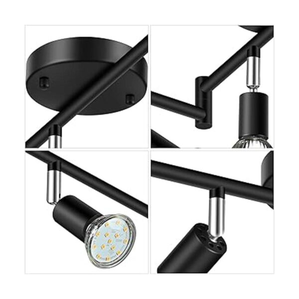 Unicozin LED 6 Light Track Lighting Kit Black 6 Way