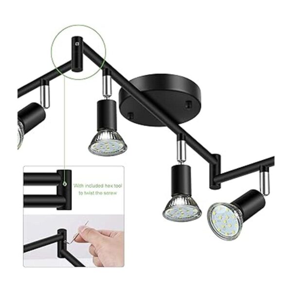 Unicozin LED 6 Light Track Lighting Kit Black 6 Way