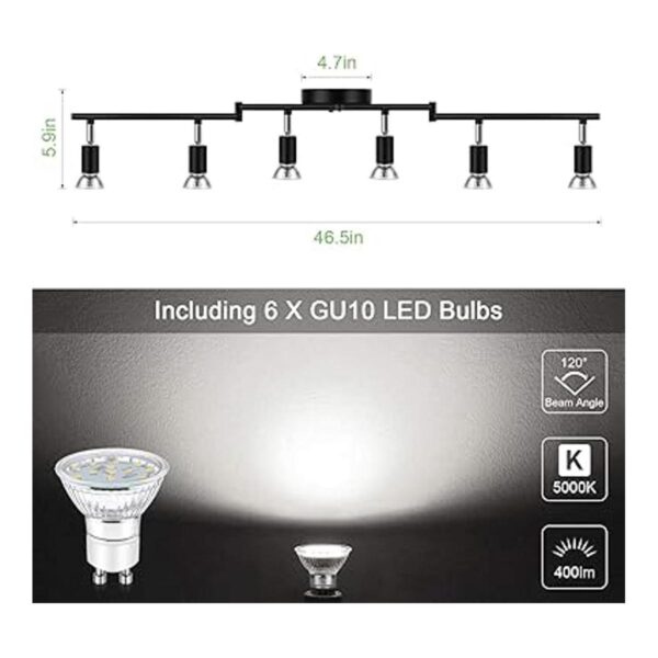 Unicozin LED 6 Light Track Lighting Kit Black 6 Way
