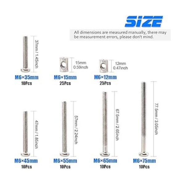 Glarks 100 piezas M6 x 354555652.953 in hexagonal kit