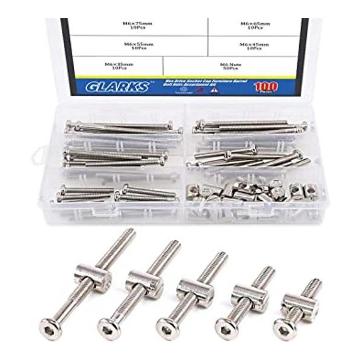 Glarks 100 piezas M6 x 354555652.953 in hexagonal kit