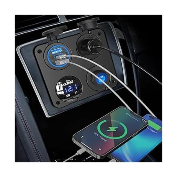 OUFFUN Panel de enchufe de cargador de 12 V 4 en 1 de_5