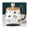 Arawat Linda taza de café de vaca con tapa y cuchara