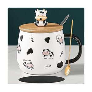 Arawat Linda taza de café de vaca con tapa y cuchara