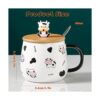 Arawat Linda taza de café de vaca con tapa y cuchara