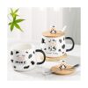 Arawat Linda taza de café de vaca con tapa y cuchara