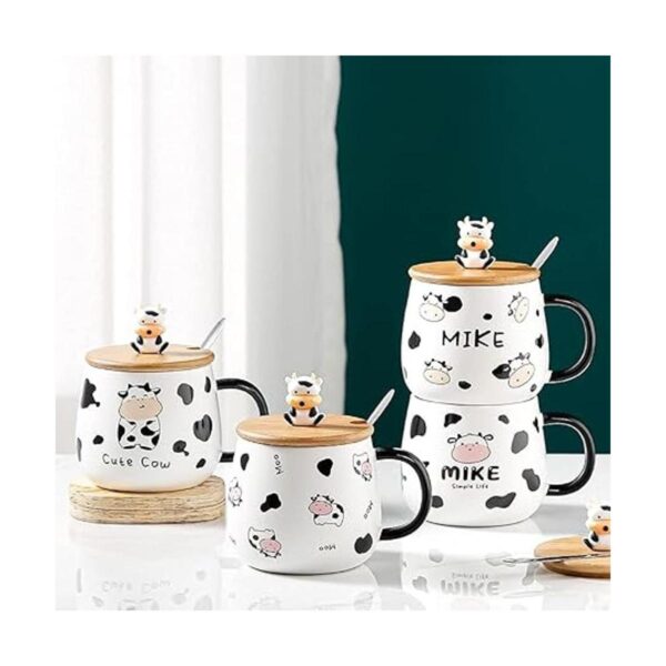 Arawat Linda taza de café de vaca con tapa y cuchara