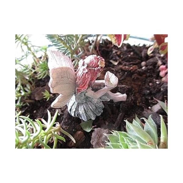 Rojo Pelo miniatura Jardín Hada Amie sentado con la hoja_3