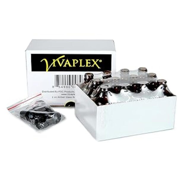 Vivaplex 12 ámbar botellas de vidrio de 2 onzas con_3