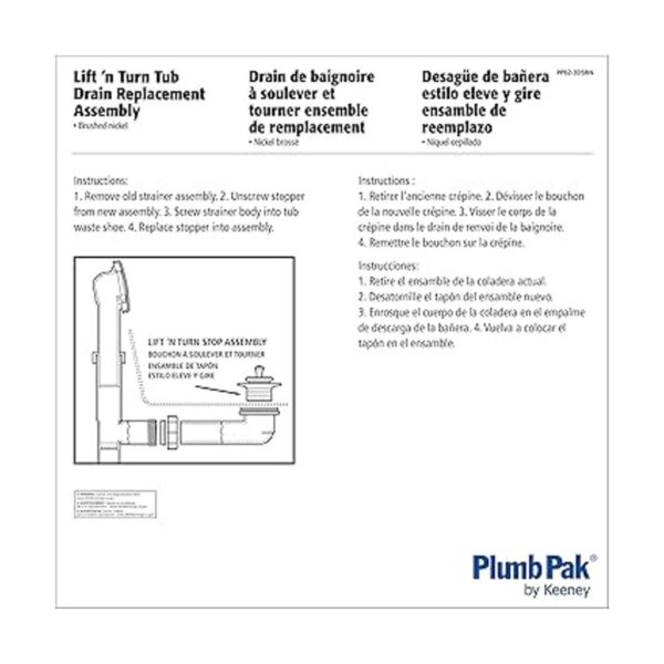 Plumb Pak PP623DSBN Ascensor y giro de desage para bañera_2