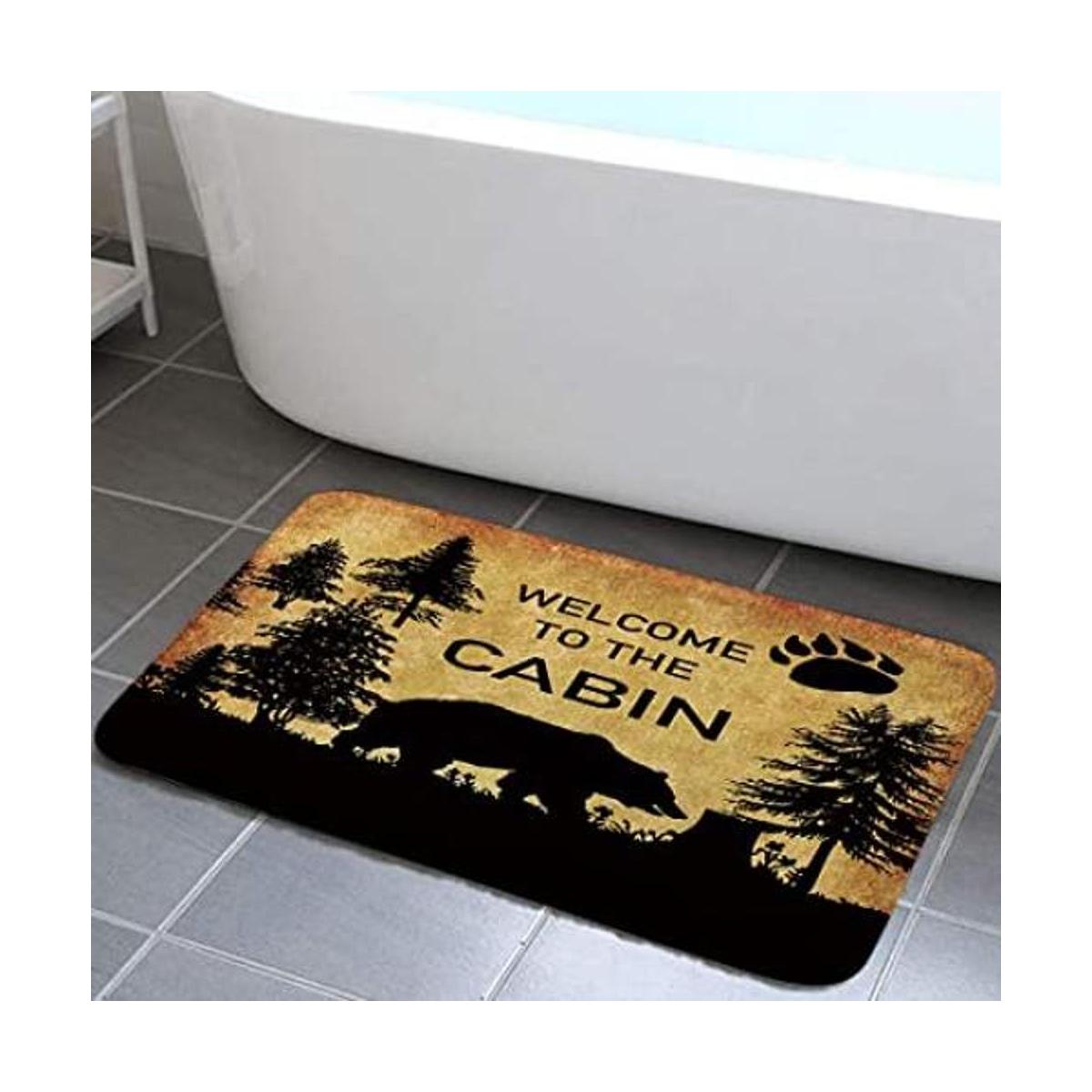 MERCHR Alfombra de baño de oso de estilo rústico