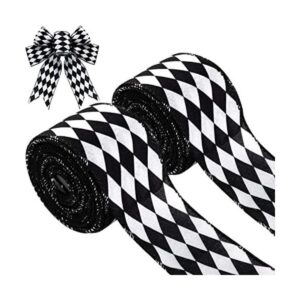 2 rollos de cinta a cuadros de Navidad en blanco y negro_1
