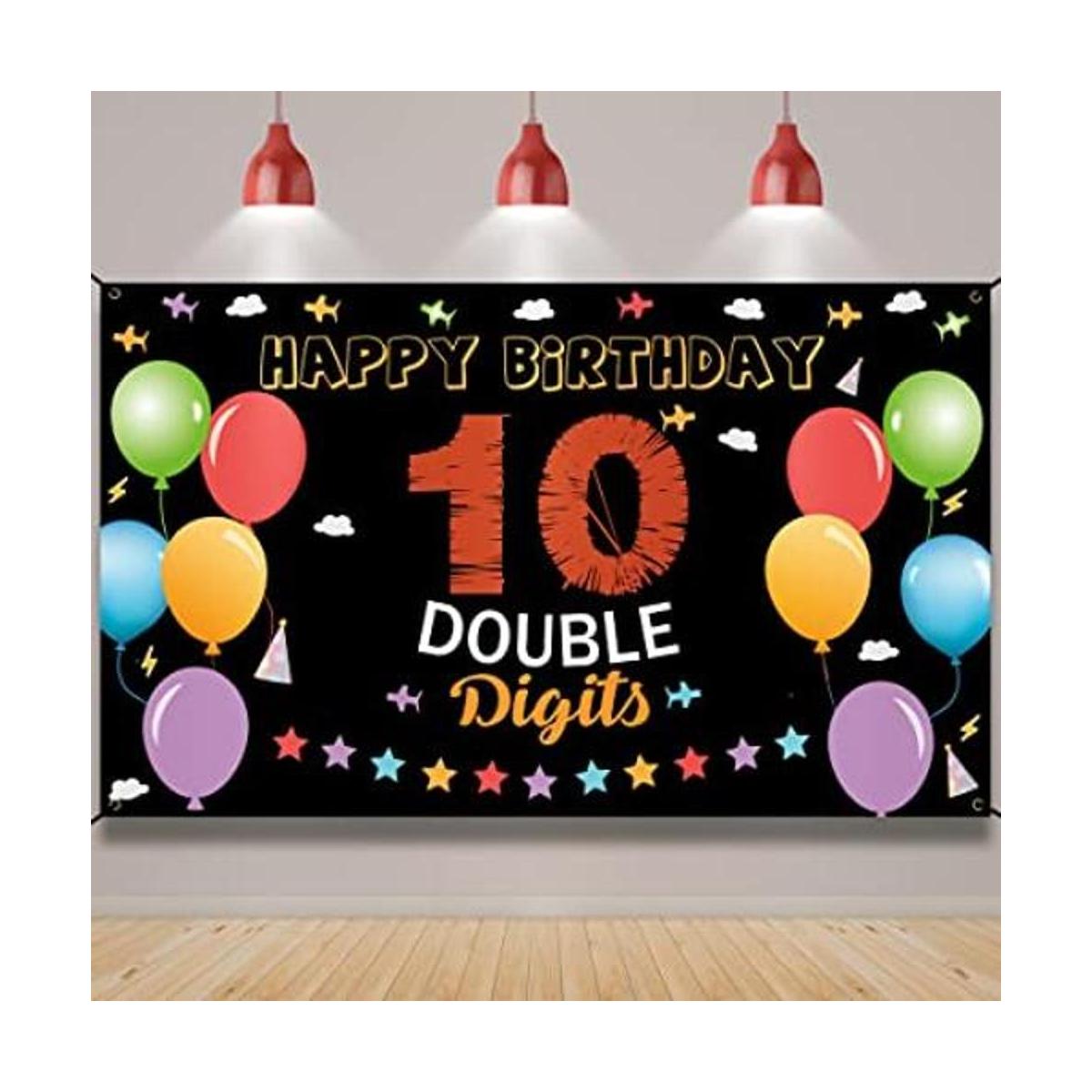 Pancarta de fondo de 10 cumpleaños decoraciones de feliz