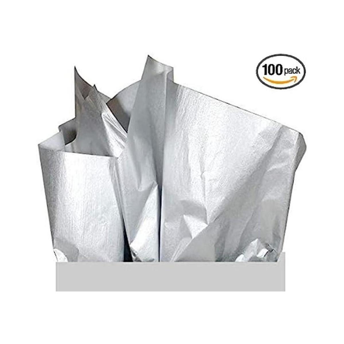 UNIQOOO 100 hojas de papel de seda metálico plateado a