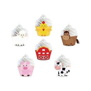 CC HOME 24 envoltorios para cupcakes de animales de granja_1