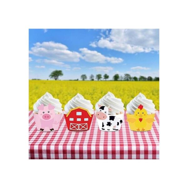 CC HOME 24 envoltorios para cupcakes de animales de granja_2