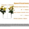 4 racimos de girasoles amarillos flores artificiales