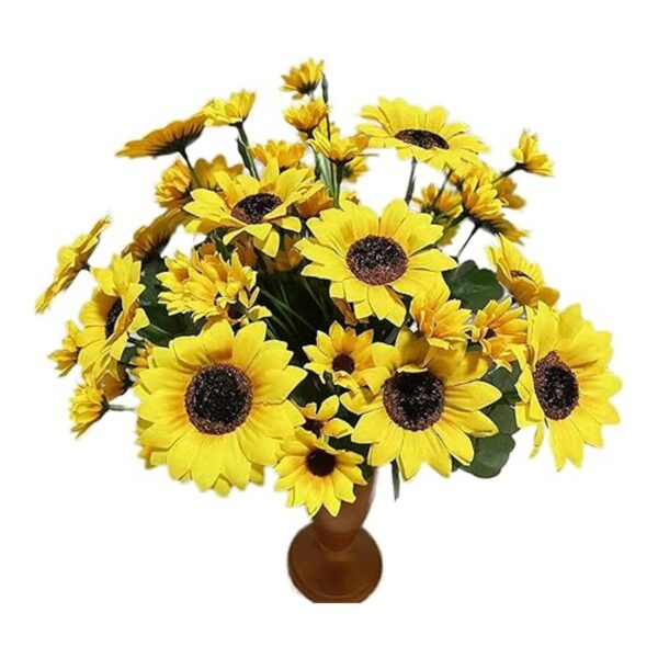 4 racimos de girasoles amarillos flores artificiales