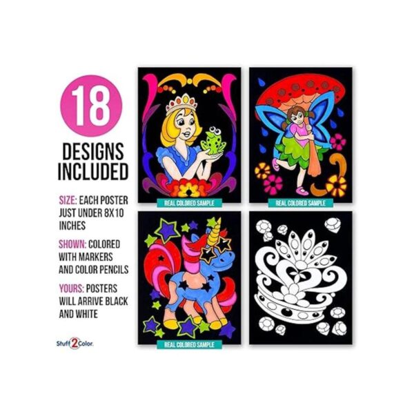 Super paquete de 18 pósteres peludos para colorear_2
