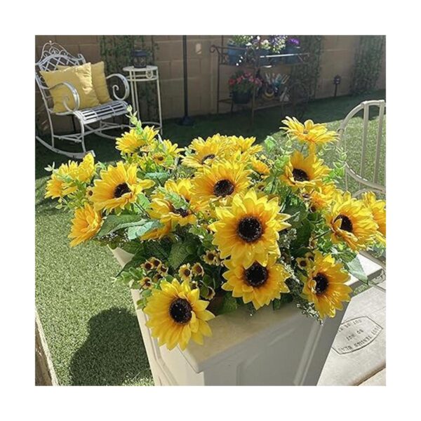 4 racimos de girasoles amarillos flores artificiales