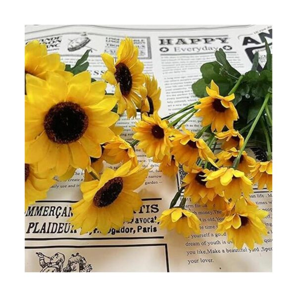 4 racimos de girasoles amarillos flores artificiales