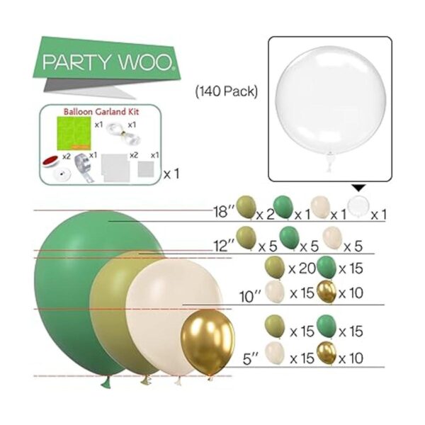 PartyWoo Kit de arco de globos de color verde oliva kit