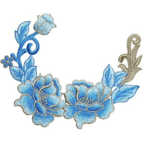 Sourcemall Un par de parches florales de peonía azul_3