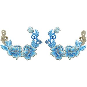 Sourcemall Un par de parches florales de peonía azul_1