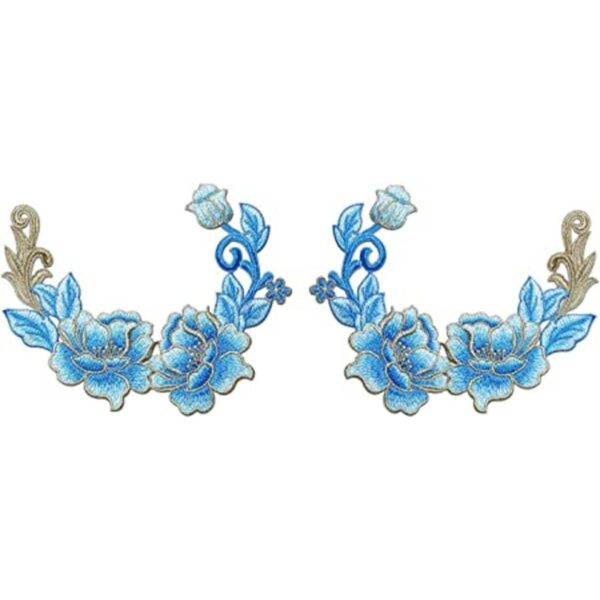 Sourcemall Un par de parches florales de peonía azul_1