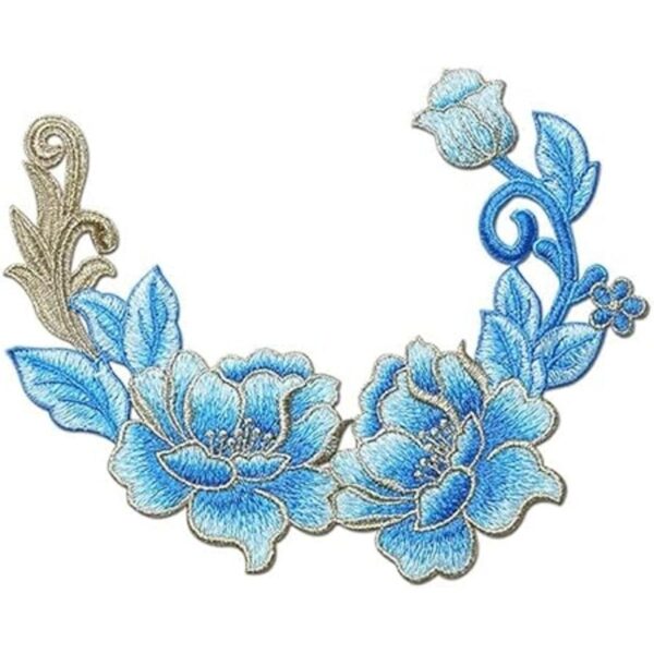Sourcemall Un par de parches florales de peonía azul_4