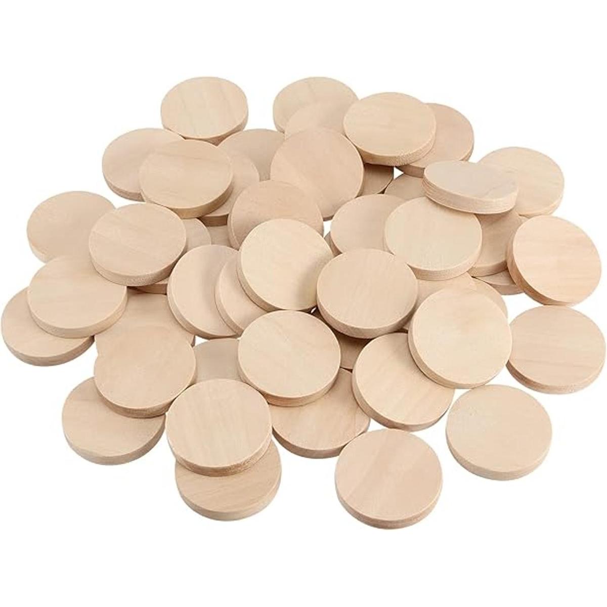 SINJEUN Paquete de 100 monedas redondas de madera de 1.5