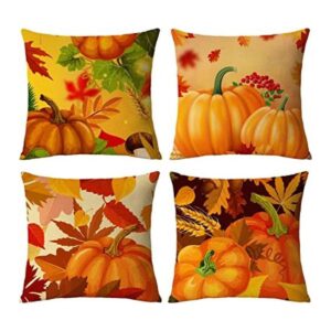 Juego de 4 fundas de almohada de otoño de 18 x 18